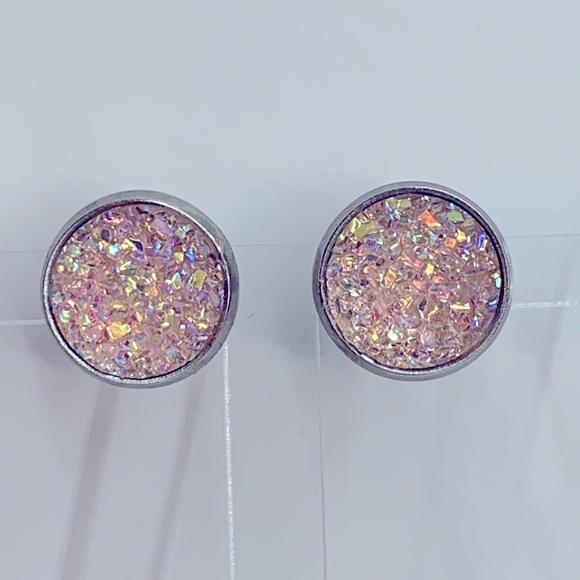 Jewelry - Faux Druzy Stud Stainless Steel Earrings